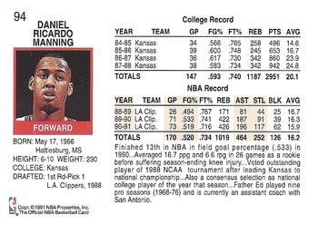 1991-92 Hoops #94 Danny Manning Back