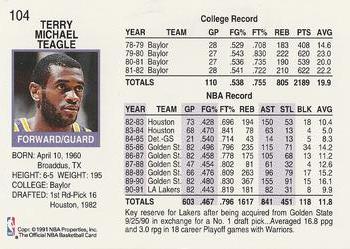 1991-92 Hoops #104 Terry Teagle Back