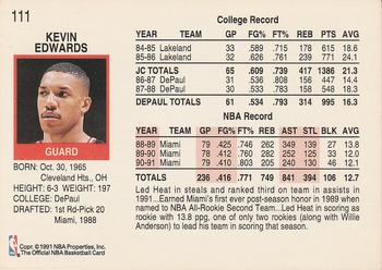 1991-92 Hoops #111 Kevin Edwards Back