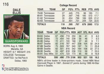 1991-92 Hoops #116 Dale Ellis Back