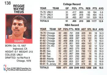 1991-92 Hoops #138 Reggie Theus Back