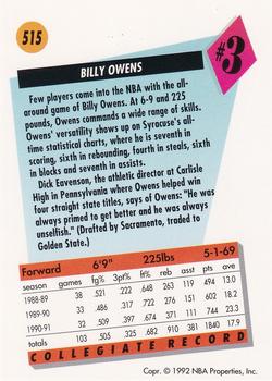 1991-92 SkyBox #515 Billy Owens Back