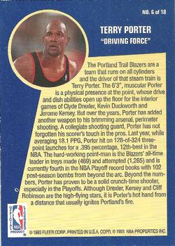 1992-93 Fleer - Sharpshooters #6 Terry Porter Back