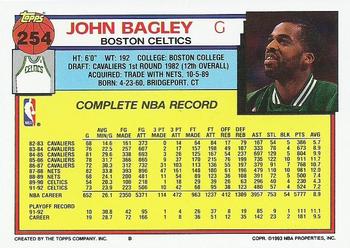 1992-93 Topps #254 John Bagley Back