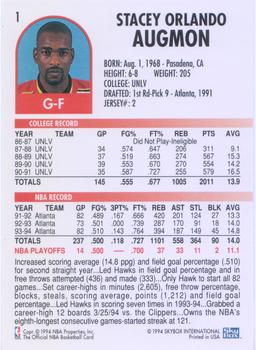 1994-95 Hoops #1 Stacey Augmon Back