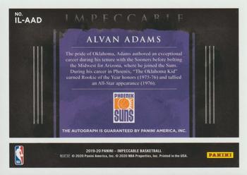 2019-20 Panini Impeccable - Illustrious Ink #IL-AAD Alvan Adams Back