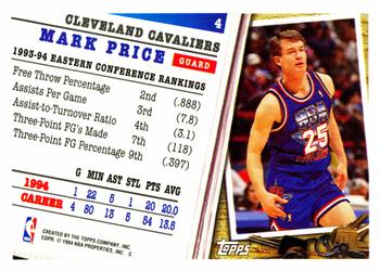 1994-95 Topps #4 Mark Price Back