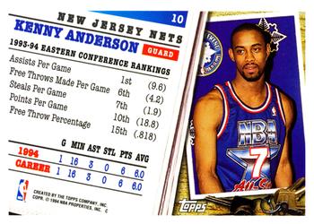 1994-95 Topps #10 Kenny Anderson Back