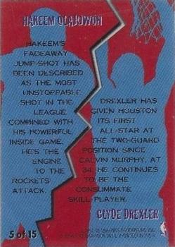 1996-97 Fleer - Game Breakers #5 Clyde Drexler / Hakeem Olajuwon Back