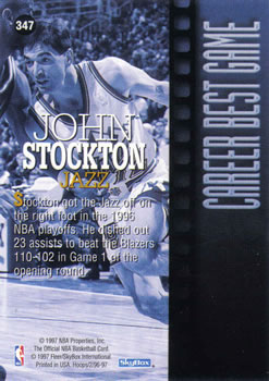 1996-97 Hoops #347 John Stockton Back
