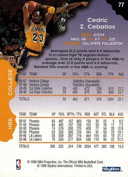 1996-97 Hoops #77 Cedric Ceballos Back