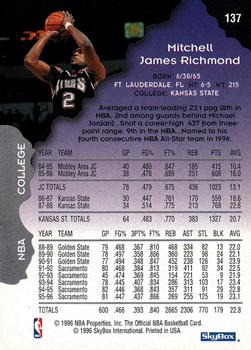 1996-97 Hoops #137 Mitch Richmond Back