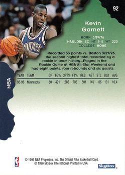1996-97 Hoops #92 Kevin Garnett Back