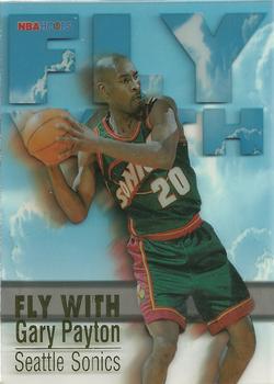 1996-97 Hoops - Fly With #5 Gary Payton Front