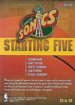 1996-97 Hoops - Starting Five #25 Hersey Hawkins / Shawn Kemp / Gary Payton / Sam Perkins / Detlef Schrempf Back