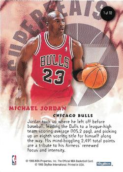 1996-97 Hoops - Superfeats #1 Michael Jordan Back