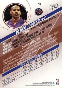 2002-03 Topps Xpectations - Xcitement #10 Vince Carter Back
