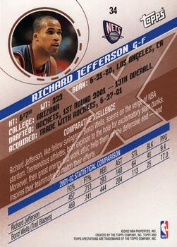 2002-03 Topps Xpectations - Xcitement #34 Richard Jefferson Back