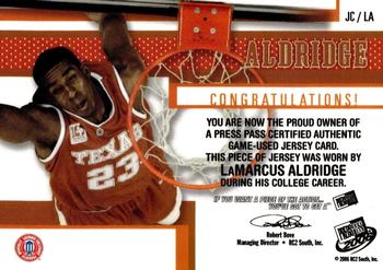 2006 Press Pass - Jerseys #JC/LA LaMarcus Aldridge Back