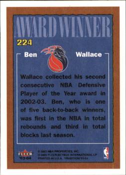 2003-04 Fleer Tradition #224 Ben Wallace Back