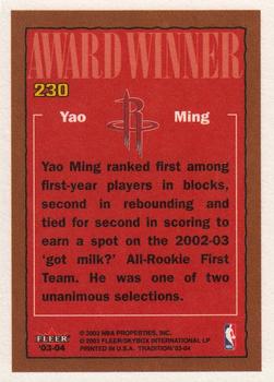 2003-04 Fleer Tradition #230 Yao Ming Back