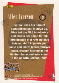 2003-04 Fleer Tradition #248 Allen Iverson Back