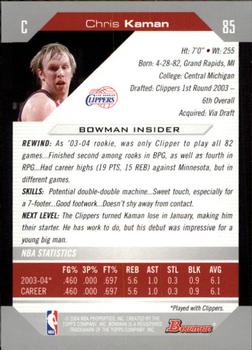 2004-05 Bowman #85 Chris Kaman Back