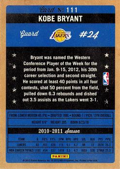 2011-12 Panini Past & Present #111 Kobe Bryant Back