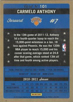 2011-12 Panini Past & Present #101 Carmelo Anthony Back