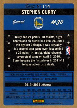 2011-12 Panini Past & Present #114 Stephen Curry Back