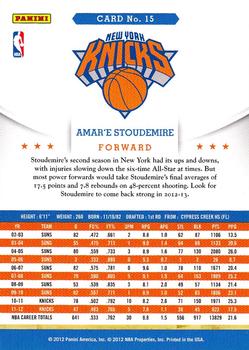 2012-13 Hoops #15 Amare Stoudemire Back