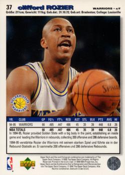 1995-96 Collector's Choice German II #37 Clifford Rozier Back