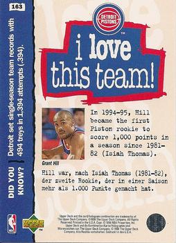 1995-96 Collector's Choice German II #163 Grant Hill Back