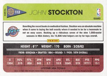 2012-13 Panini Past & Present #112 John Stockton Back