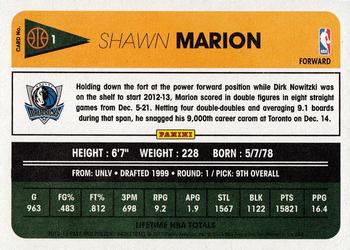 2012-13 Panini Past & Present #1 Shawn Marion Back