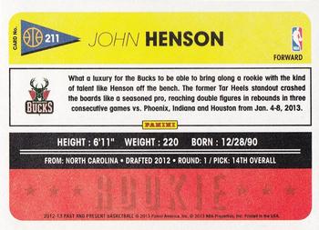 2012-13 Panini Past & Present #211 John Henson Back