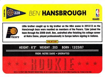 2012-13 Panini Past & Present #228 Ben Hansbrough Back