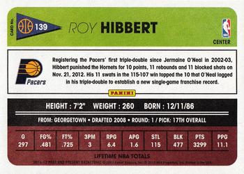2012-13 Panini Past & Present #139 Roy Hibbert Back