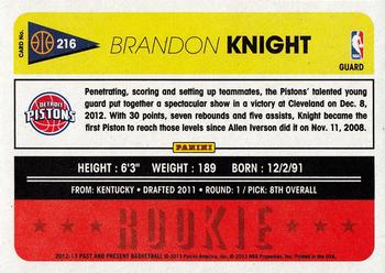 2012-13 Panini Past & Present #216 Brandon Knight Back