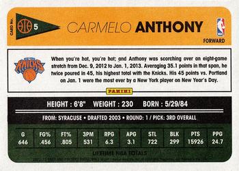 2012-13 Panini Past & Present #5 Carmelo Anthony Back