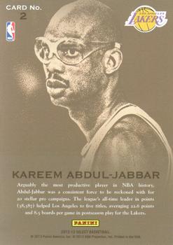 2012-13 Panini Select - Hall Selections #2 Kareem Abdul-Jabbar Back
