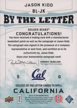 2013-14 SP Authentic - By the Letter Signatures #BL-JK Jason Kidd Back