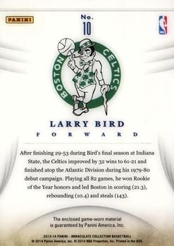 2013-14 Panini Immaculate Collection - Patches #10 Larry Bird Back