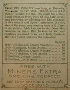 1911 American Tobacco Co. Champion Pugilists (T219) #NNO Frank Conley Back