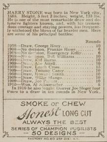 1911 American Tobacco Co. Champion Pugilists (T219) #NNO Harry Stone Back