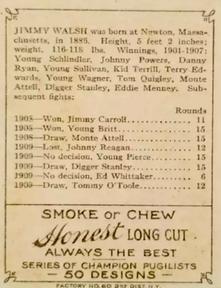 1911 American Tobacco Co. Champion Pugilists (T219) #NNO Jimmy Walsh Back