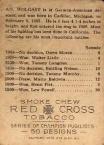 1911 American Tobacco Co. Champion Pugilists (T219) #NNO Ad Wolgast Back