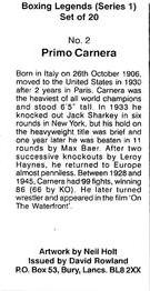 1999 Boxing Legends Series 1 #2 Primo Carnera Back