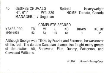 1986 Brown's #40 George Chuvalo Back