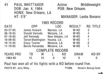 1986 Brown's #41 Paul Whittaker Back